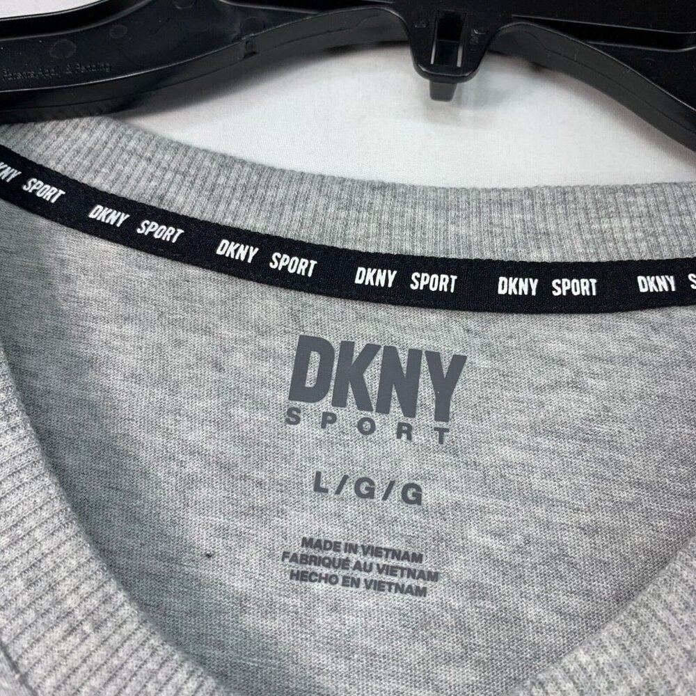 DKNY Shirt Womens Size Large Gray Short Sleeve Front Twisted Knot Sport New - Picture 3 of 7